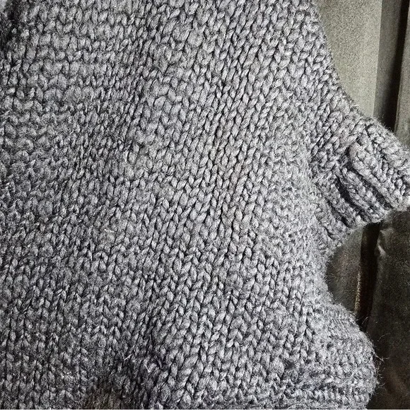 Abercrombie & Fitch Womens Charcoal Grey Chunky Knit Shawl Cardigan Sweater M - Picture 4 of 6